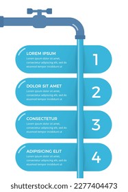 Infographic template with four elements with tap and water, vector eps10 illustration