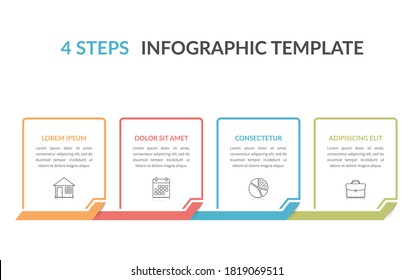 Infographic template with four elements, workflow, process chart, steps or options, vector eps10 illustration