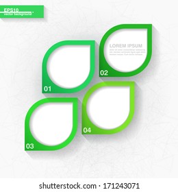 Infographic template with four green leaves labels. Eps10