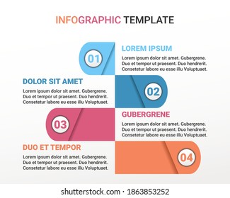 Infographic template with four  level step element options, or processes.  Can be used for workflow layout, diagram, annual report, web design. Illustration vector 