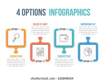 Infographic template with four options, design with puzzle pieces, can be used as steps, process, workflow, vector eps10 illustration