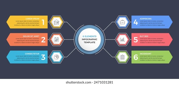 Infographic template with four options or steps with place for icons and text, dark background, vector eps10 illustration