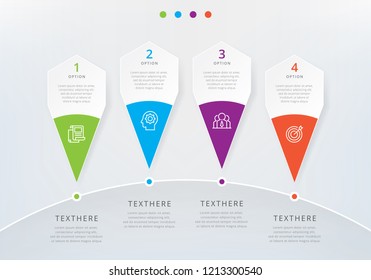 Infographic template with four options. Vector infographics timeline design template with 3D paper label. Integrated infographic template, Vector Illustration