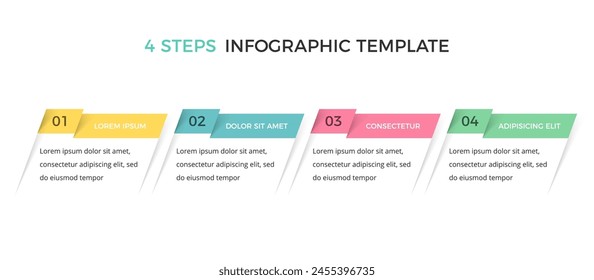 Plantilla de infografía con cuatro partes, proceso, diagrama de flujo de trabajo, ilustración eps10 de Vector