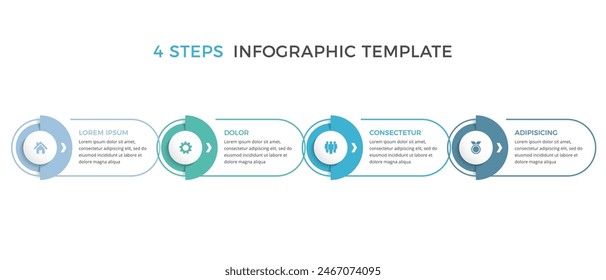 Plantilla de infografía con cuatro partes, proceso, diagrama de flujo de trabajo, ilustración eps10 de Vector