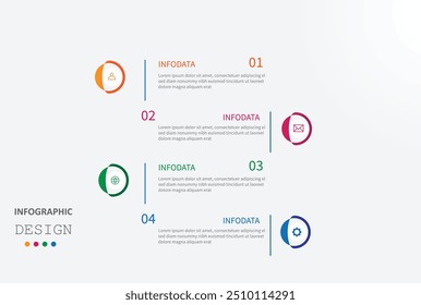 Plantilla infográfica con cuatro partes, proceso, diagrama de flujo de trabajo, Vector eps10 ilustración