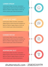 Infographic template with four rectangles for your text arranged vertically, infographics of a process, steps or workflow, vector eps10 illustration