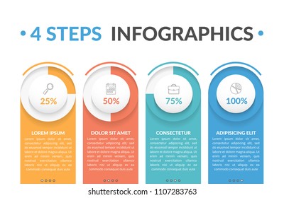 Infographic template with four round progress indicators, workflow, process chart, vector eps10 illustration