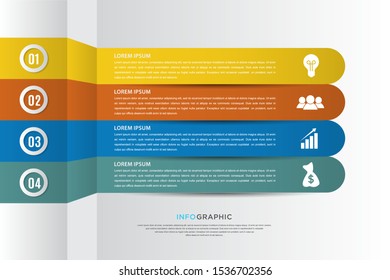 infographic template with four step instructions, can use for presentations, workflow layouts, brochures and others