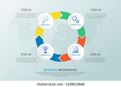 infographic template with four step instructions, can use for presentations, workflow layouts, brochures and others