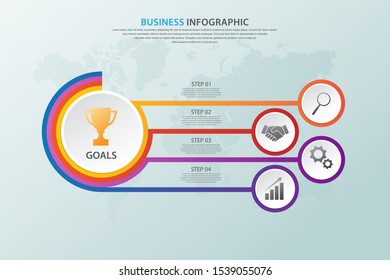 infographic template with four step instructions, can use for presentations, workflow layouts, brochures and others
