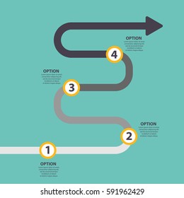 Infographic template. Four steps arrow concept road growth up. Vector EPS 10
