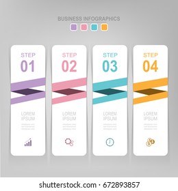 Infographic template of four steps on squares, tag banner, work sheet, flat design of business icon, vector