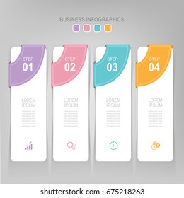Infographic template of four steps on squares, tag banner, work sheet, flat design of business icon, vector