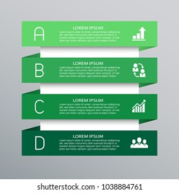 Infographic template with four steps or options, process diagram