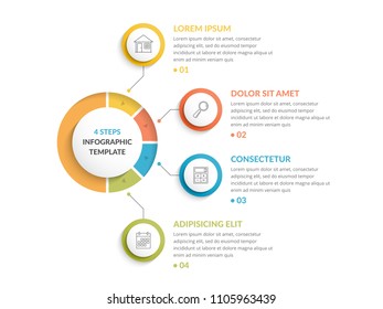 Infographic template with four steps or options, workflow or process diagram, vector eps10 illustration