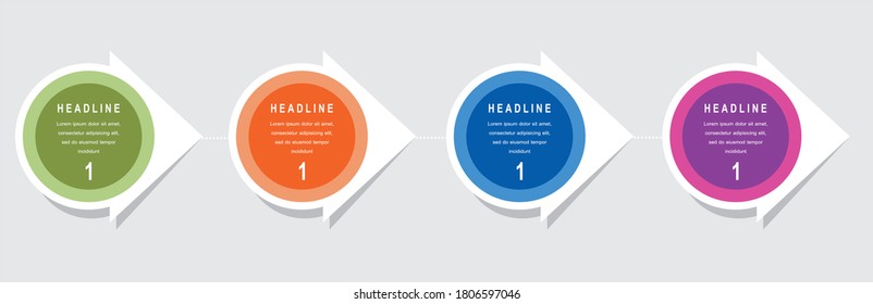 plantilla de infografía con cuatro pasos u opciones, gráfico de procesos, ilustración de eps10 vectoriales