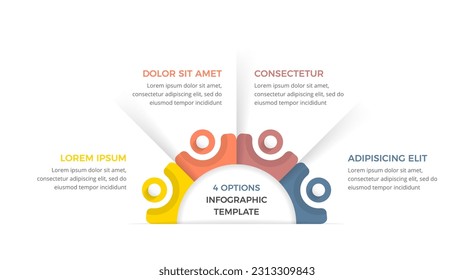 Infographic template with four steps or options, circle diagram, vector eps10 illustration