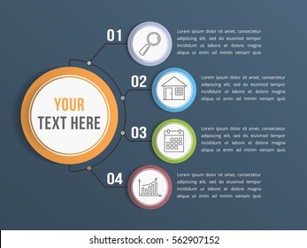 Infographic template with four steps or options, workflow, process diagram, vector eps10 illustration