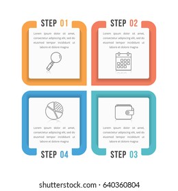 Infographic template with four steps or options, workflow, process diagram, vector eps10 illustration