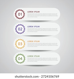 Plantilla de infografía con cuatro pasos y texto de marcador de posición