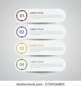 Plantilla de infografía con cuatro pasos y texto de marcador de posición