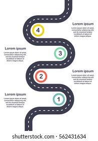 Infographic template four steps Road diagram. Vector EPS 10