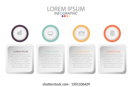 Infographic template in four steps,Template for diagram, graph, presentation and chart.
