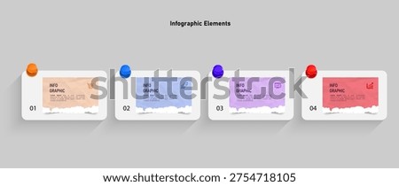 Infographic template with four sticky notes vector.