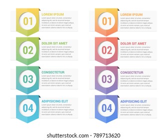 Infographic Template With Four Vertical Arrows, Process, Workflow, Steps, Options Design, Soft Gradient Colors, Vector Eps10 Illustration