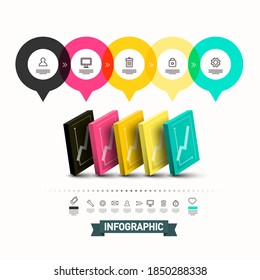 Infographic Template with Graphs and Icons - Vector