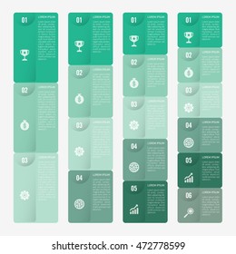 infographic template green with 3, 4, 5, 6 steps