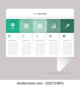 infographic template green with 5 steps