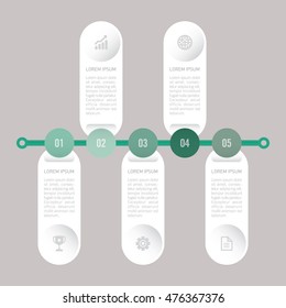 infographic template green with 5 steps