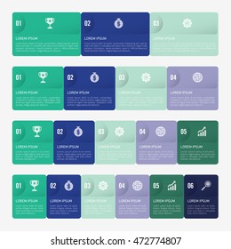 infographic template green and blue  with 3, 4, 5, 6 steps