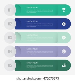 infographic template green and blue 5 options