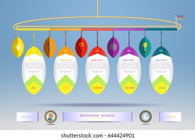 Infographic template hanging with number 5 step,Business concept with options. For content, diagram, flowchart, steps, parts, timeline infographics, workflow layout, chart,Vector illustration