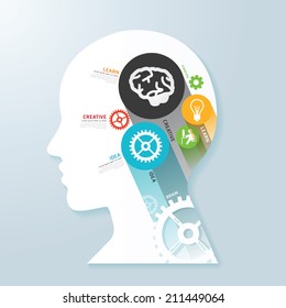 infographic Template with Head paper banner . concept vector illustration