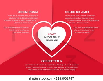 Infographic template with heart divided on three elements with place for your text, vector eps10 illustration