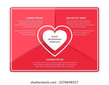 Infographic template with heart divided on three elements with place for your text, vector eps10 illustration