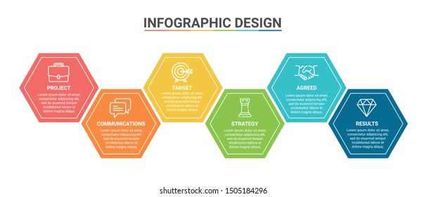 Infographic Template Hexagon Design Options and Steps Progress Bussines Vector