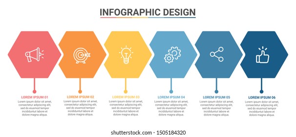 Infographic Template Hexagon Design Options and Steps Progress Bussines Vector