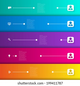 Infographic template with horizontal lines and icons - vector illustration