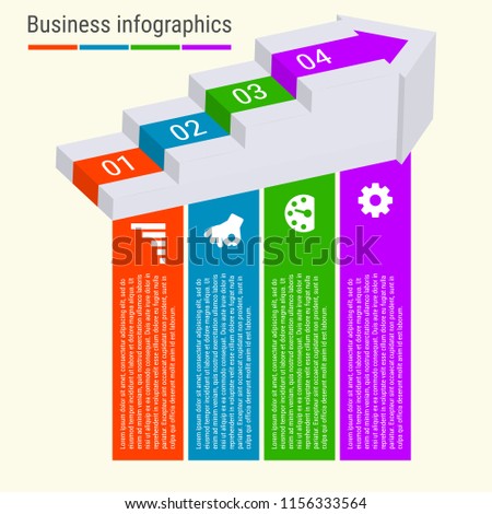 infographic template horizontal staircase 3 d arrow stock vector