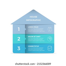 Infographic template with house divided on three elements with place for text and icons, vector eps10 illustration