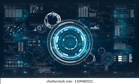 Infographic template with hud. Digital radar screen. Hud futuristic template. futuristics elements. Future technology display design. Hud interface. Hud ui.