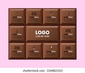 Infographic template with icons and 10 options or steps. Chocolate. Can be used for workflow layout, diagram, banner, webdesign. Vector illustration