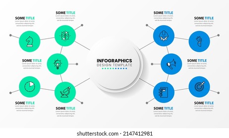 Infographic template with icons and 10 options or steps. Circle. Can be used for workflow layout, diagram, banner, webdesign. Vector illustration