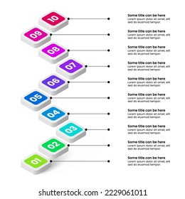 Infographic template with icons and 10 options or steps. Can be used for workflow layout, diagram, banner, webdesign. Vector illustration