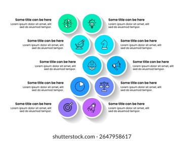 Infographic template with icons and 10 options or steps. Arrow. Can be used for workflow layout, diagram, banner, webdesign. Vector illustration